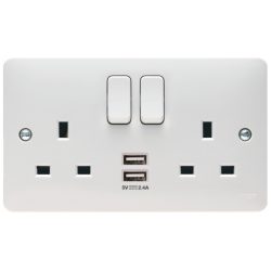 Hager WMSS82USB USB Swd Skt DP 2x13A
