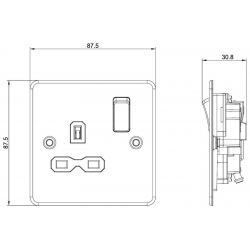 Flat plate 13A 1G DP switched socket - polished brass with black insert