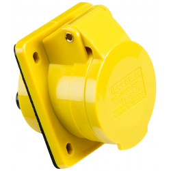 110V IP44 16A Angled Panel Mount 2P+E